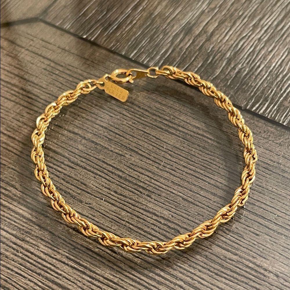 Vintage Gold Plated Rope Chain Bracelet 7 7/8”